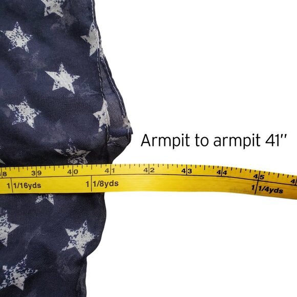 American Flag Kimono Top Sheer Patriotic USA Red White Blue Stars Stripes 2X - Picture 10 of 12